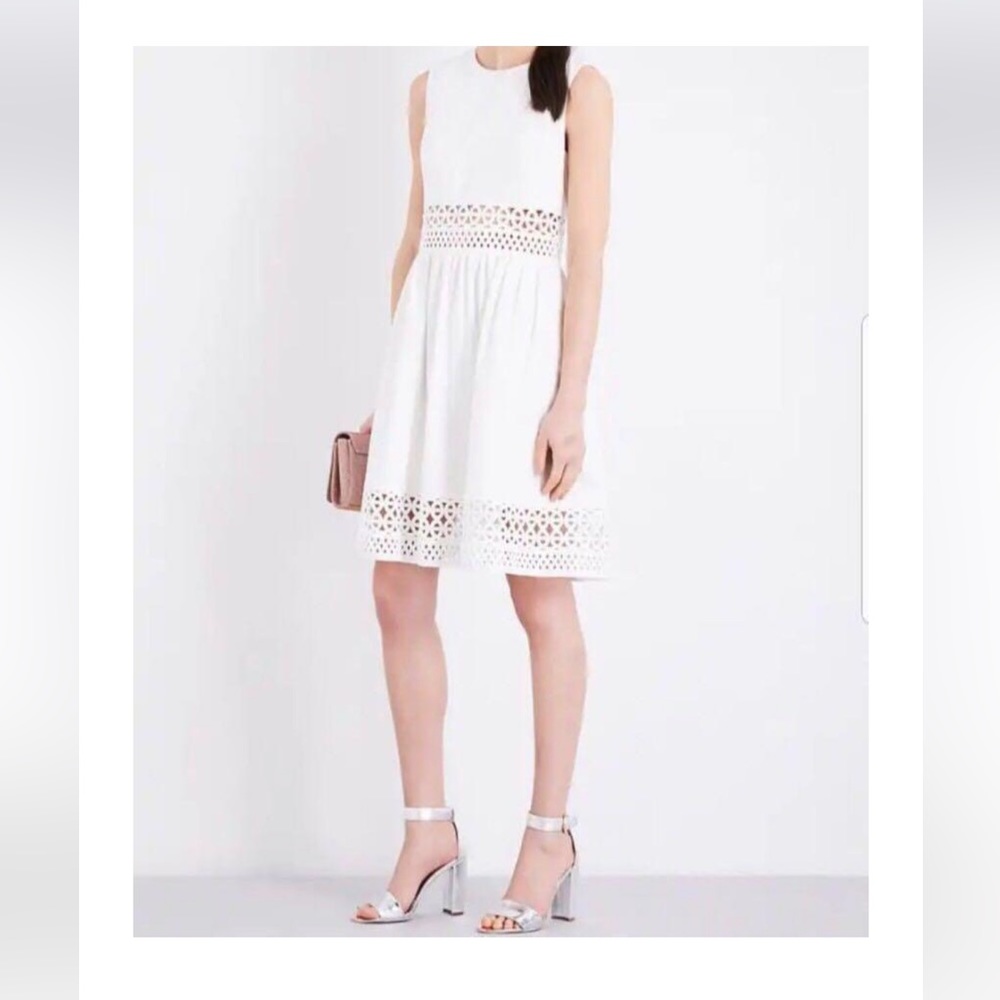 NWT TED BAKER London "Dayzey" cutwork cream/white cutout inset dress in size 10